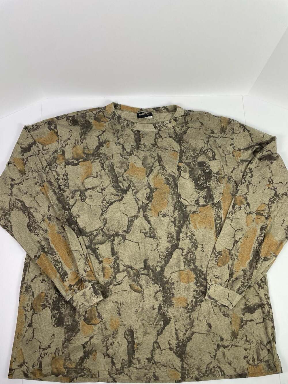 Natural Gear Camo Long Sleeve Pocket Tee, Vintage USA Made, Size XL